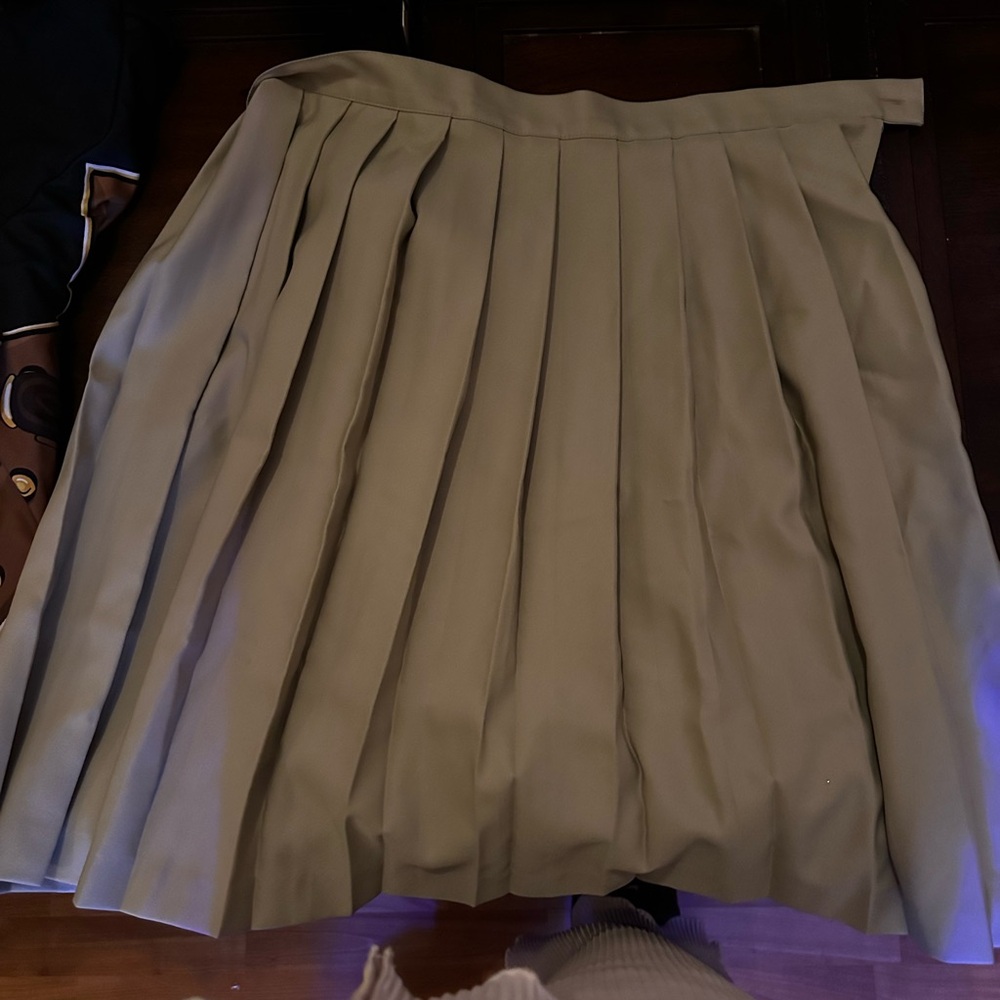 Khaki Pleated Skirt
